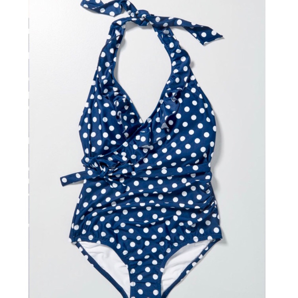 ModCloth Blue Polka Dot Reese One Piece Swimsuit